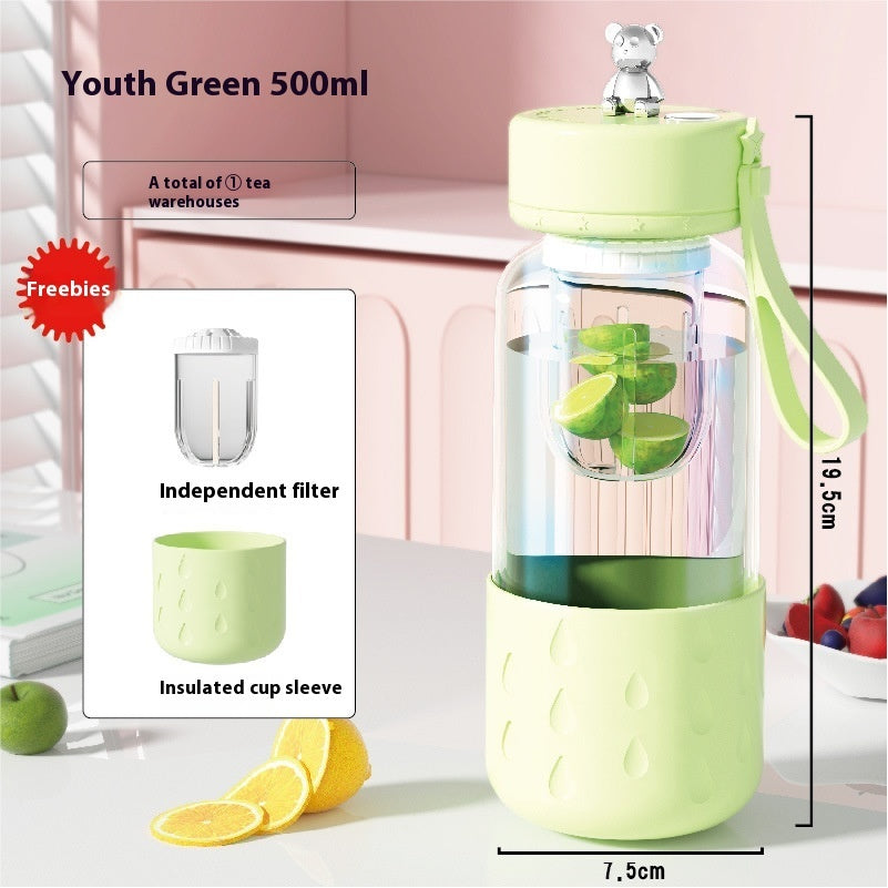 Thee Water Scheiding Magnetische Glazen Waterbeker Afgesloten Zonder Lekkage Glazen Thee Waterbeker Infuser Tumbler Drinkware Waterfles Met Theefilter