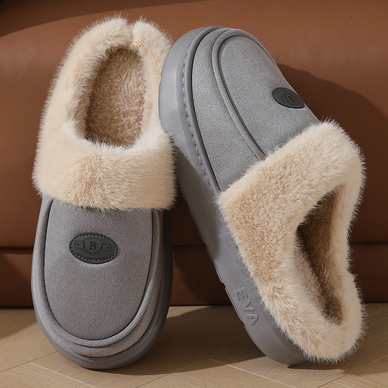 Winter Plüsch Hausschuhe für Männer Casual All-Match Warm Wildleder Hausschuhe Indoor Rutschfeste Boden Schlafzimmer Slipper