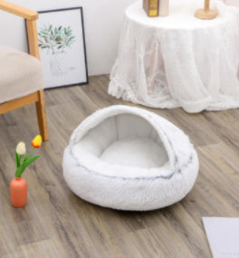 2 in 1 Honden- en kattenbed Huisdier Winterbed Rond Pluche Warm Bed Huis Zacht Lang Pluche Huisdierenbed Huisdierproducten