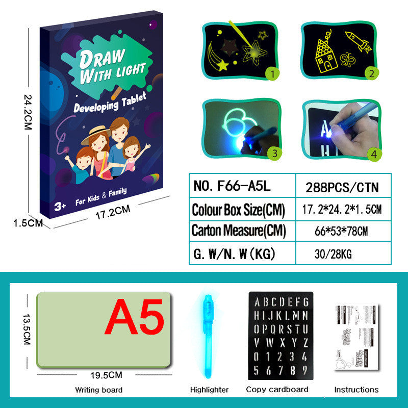 Educatief speelgoed tekenblok 3D Magic 8 lichteffecten puzzelbord schetsblok