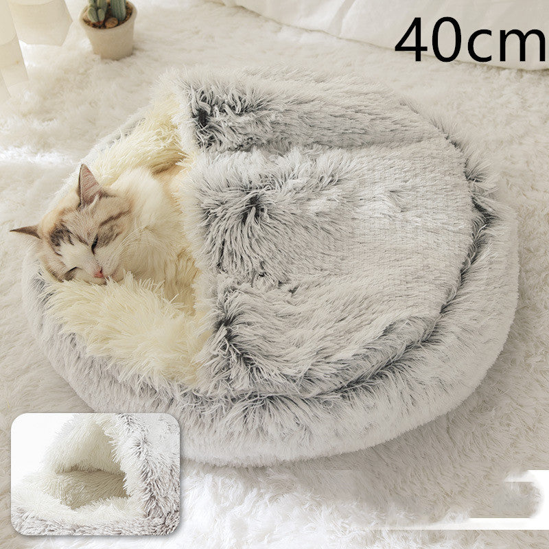 2 in 1 Honden- en kattenbed Huisdier Winterbed Rond Pluche Warm Bed Huis Zacht Lang Pluche Huisdierenbed Huisdierproducten