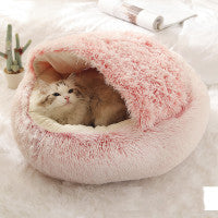 2 in 1 Honden- en kattenbed Huisdier Winterbed Rond Pluche Warm Bed Huis Zacht Lang Pluche Huisdierenbed Huisdierproducten