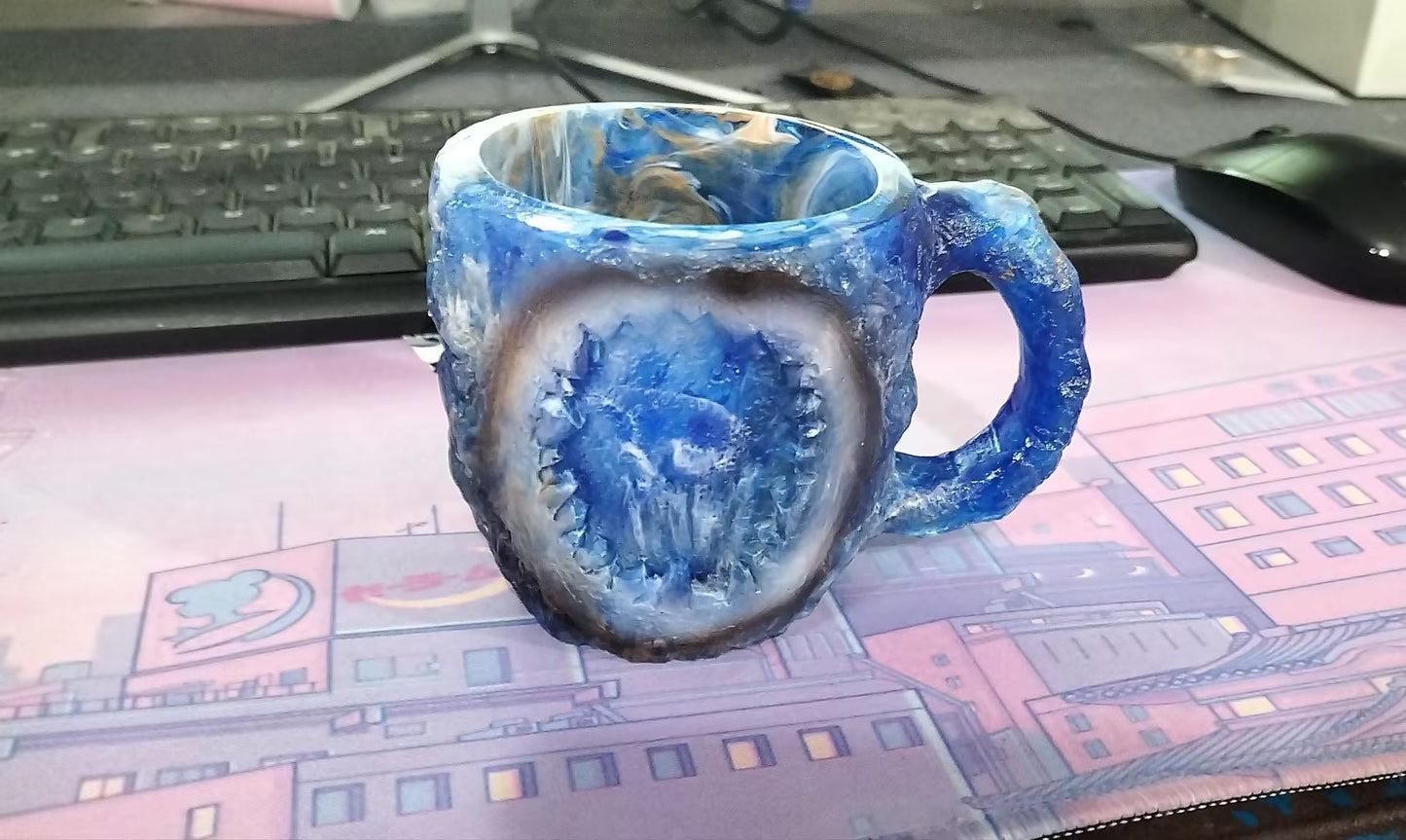 400 ml Kaffeetasse aus Mineralkristallharz mit Griffen, elegante Tasse aus künstlichem Mineralkristall für den Arbeitsplatz, Heimdekoration, Weihnachtsgeschenk, Küchenhelfer