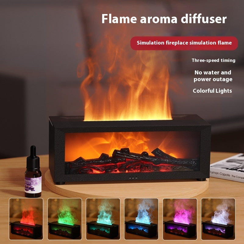 Nieuwe vlam aromatherapie machine kleurrijke etherische olie diffuser thuis grote mist volume vlam luchtbevochtiger 3D vlam open haard machine