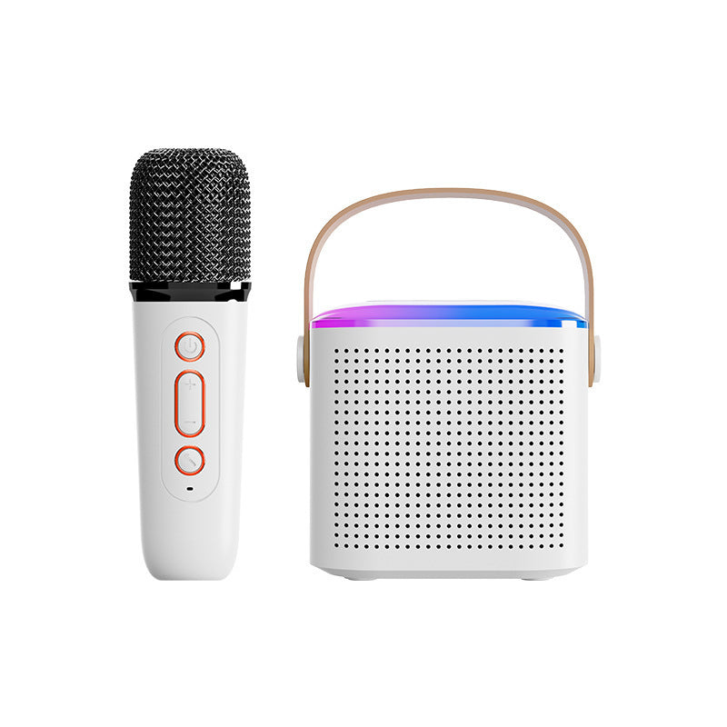 Microphone Karaoke Machine Bluetooth-compatible Speaker With 2 Wireless Mic RGB Light Home Family Singing Speaker