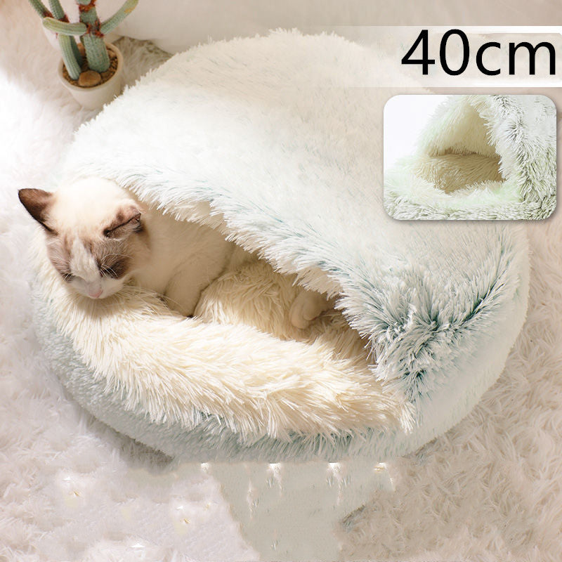 2 in 1 Honden- en kattenbed Huisdier Winterbed Rond Pluche Warm Bed Huis Zacht Lang Pluche Huisdierenbed Huisdierproducten