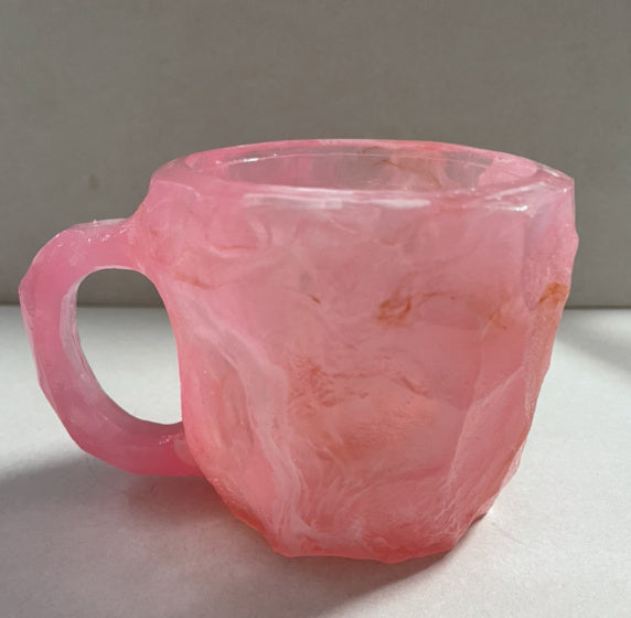 400 ml Kaffeetasse aus Mineralkristallharz mit Griffen, elegante Tasse aus künstlichem Mineralkristall für den Arbeitsplatz, Heimdekoration, Weihnachtsgeschenk, Küchenhelfer