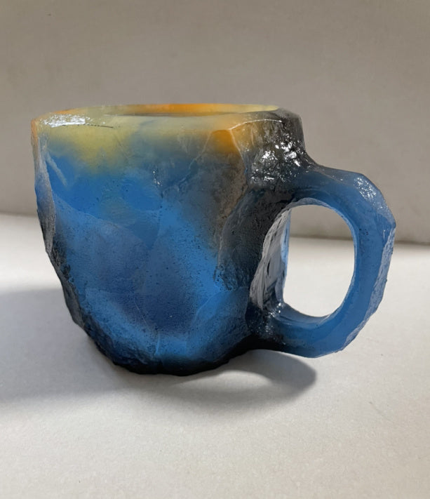 400 ml Kaffeetasse aus Mineralkristallharz mit Griffen, elegante Tasse aus künstlichem Mineralkristall für den Arbeitsplatz, Heimdekoration, Weihnachtsgeschenk, Küchenhelfer