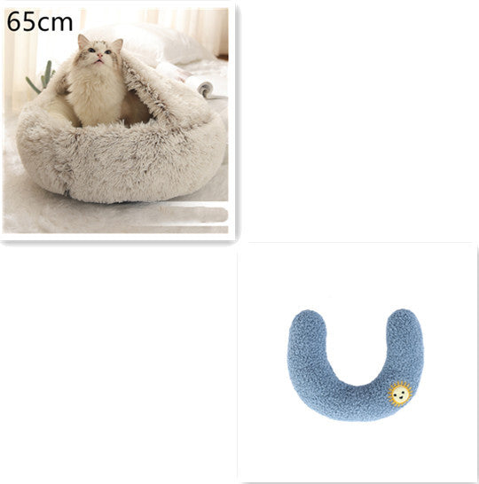 2 in 1 Honden- en kattenbed Huisdier Winterbed Rond Pluche Warm Bed Huis Zacht Lang Pluche Huisdierenbed Huisdierproducten