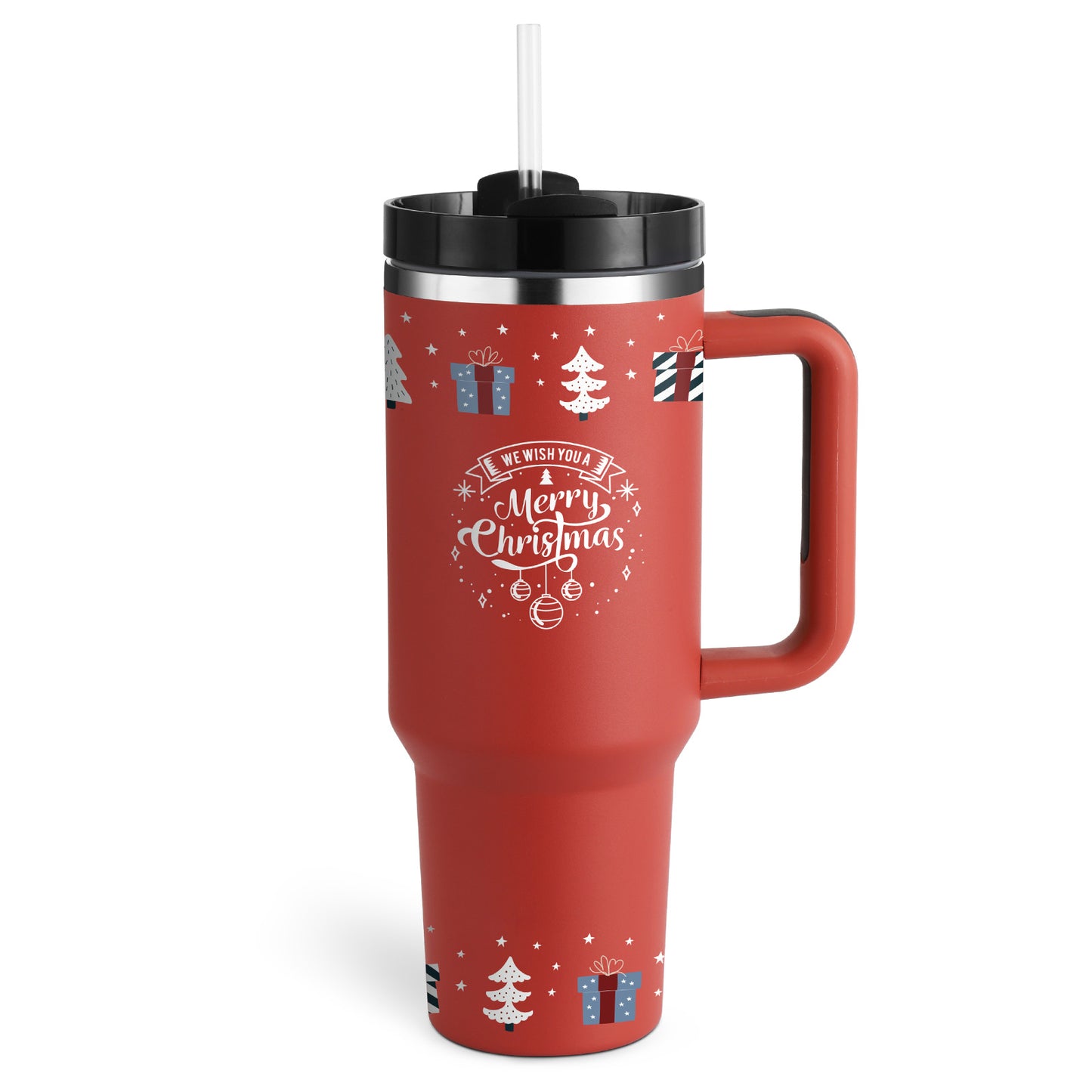 40 Oz Tumbler met handvat, rietje, geïsoleerd, roestvrij staal, morsbestendig, vacuüm koffiebeker Tumbler met deksel, taps toelopende mok, cadeaus voor Valentijnsliefhebbers, geschikt voor in de auto, sportschool, kantoor, reizen