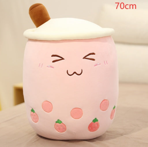 Süßes Fruchtgetränk Plüsch gefüllt weich Erdbeermilch Tee Plüsch Boba Teetasse Spielzeug Bubble Tea Kissen Kissen Kinder Geschenk