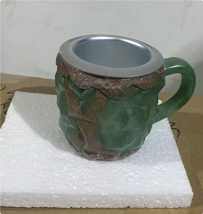 400 ml Kaffeetasse aus Mineralkristallharz mit Griffen, elegante Tasse aus künstlichem Mineralkristall für den Arbeitsplatz, Heimdekoration, Weihnachtsgeschenk, Küchenhelfer