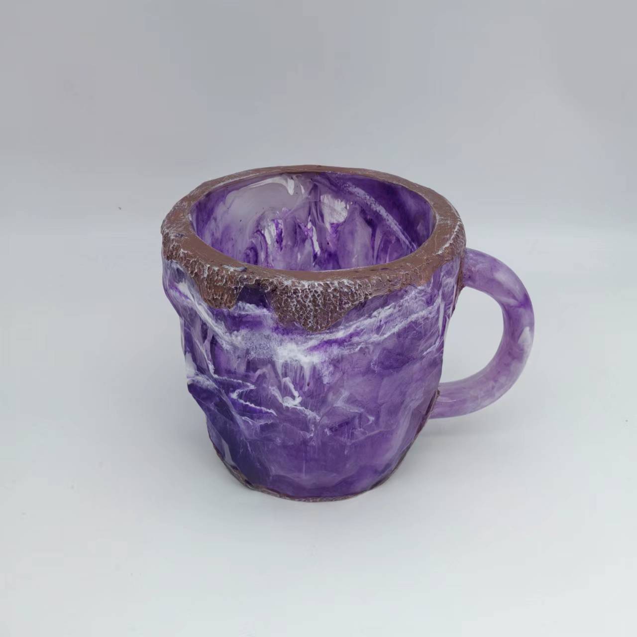 400 ml Kaffeetasse aus Mineralkristallharz mit Griffen, elegante Tasse aus künstlichem Mineralkristall für den Arbeitsplatz, Heimdekoration, Weihnachtsgeschenk, Küchenhelfer