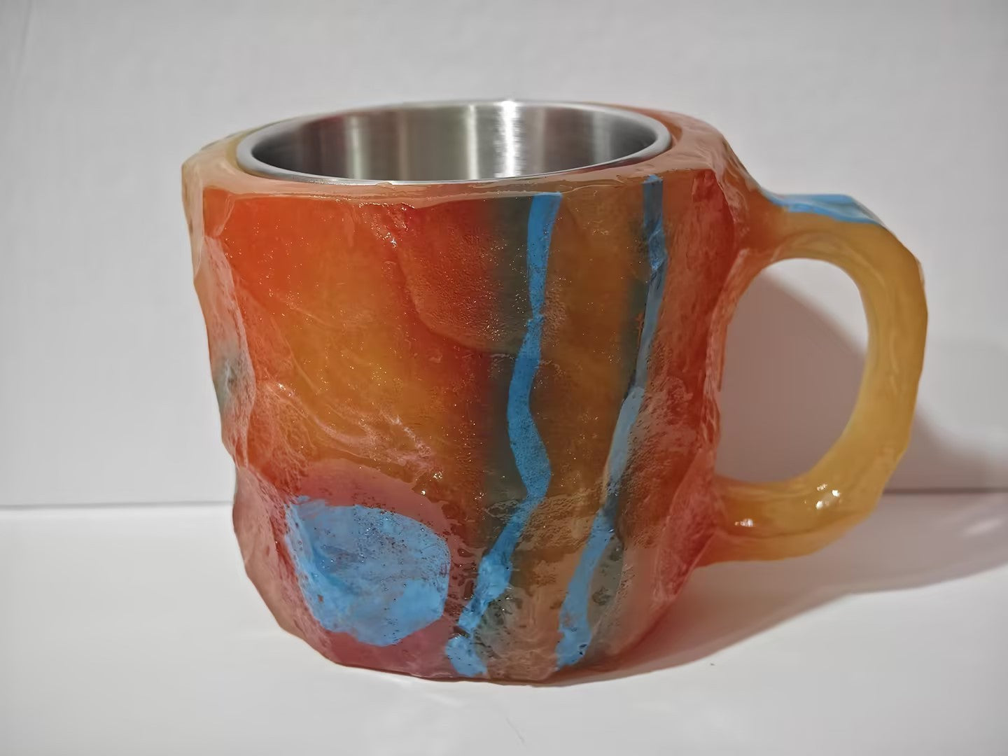 400 ml Kaffeetasse aus Mineralkristallharz mit Griffen, elegante Tasse aus künstlichem Mineralkristall für den Arbeitsplatz, Heimdekoration, Weihnachtsgeschenk, Küchenhelfer