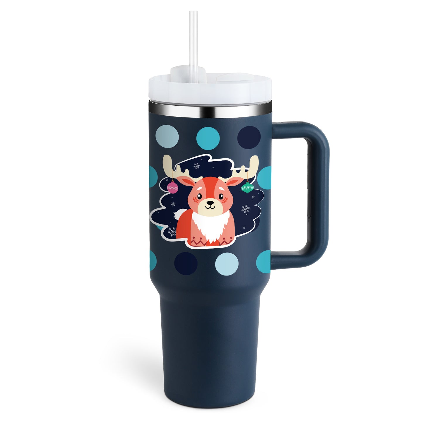 40 Oz Tumbler met handvat, rietje, geïsoleerd, roestvrij staal, morsbestendig, vacuüm koffiebeker Tumbler met deksel, taps toelopende mok, cadeaus voor Valentijnsliefhebbers, geschikt voor in de auto, sportschool, kantoor, reizen