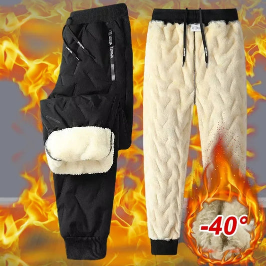 Winter Sweatwear Herren Plüsch Dicke Fleece Jogginghose Lammwolle Thermohose Freizeithose Wasserdicht Winddicht Warm Baumwollhose