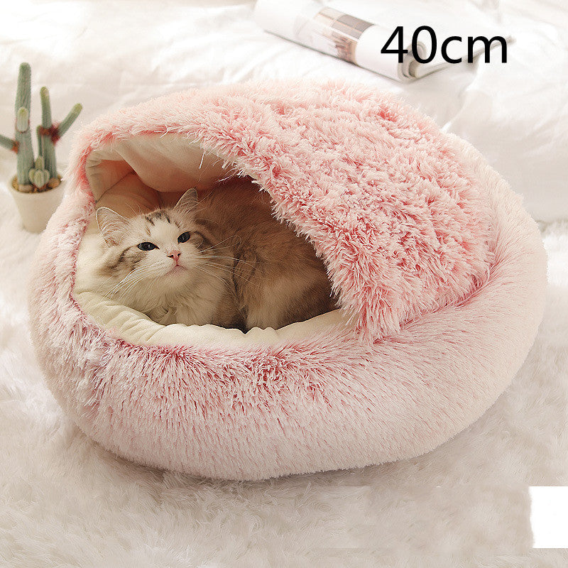 2 in 1 Honden- en kattenbed Huisdier Winterbed Rond Pluche Warm Bed Huis Zacht Lang Pluche Huisdierenbed Huisdierproducten