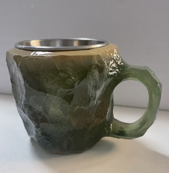 400 ml Kaffeetasse aus Mineralkristallharz mit Griffen, elegante Tasse aus künstlichem Mineralkristall für den Arbeitsplatz, Heimdekoration, Weihnachtsgeschenk, Küchenhelfer