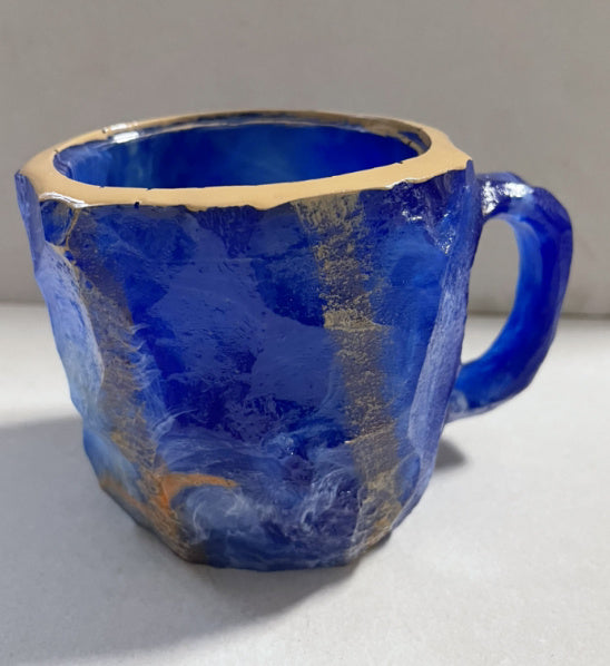 400 ml Kaffeetasse aus Mineralkristallharz mit Griffen, elegante Tasse aus künstlichem Mineralkristall für den Arbeitsplatz, Heimdekoration, Weihnachtsgeschenk, Küchenhelfer