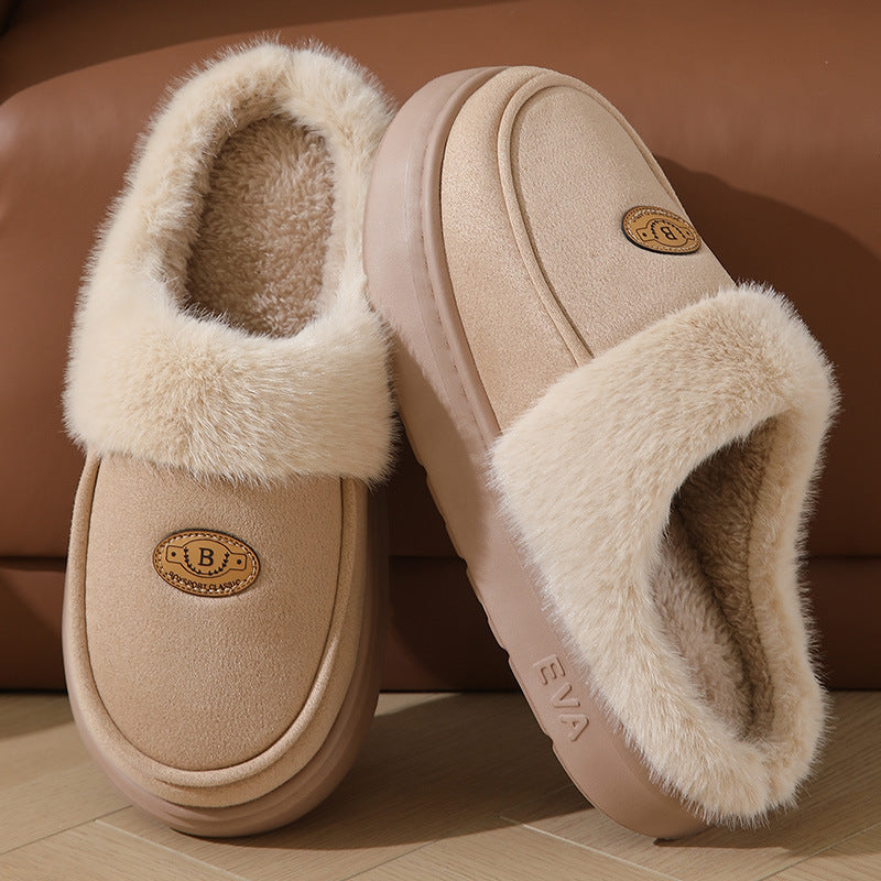 Winter Plüsch Hausschuhe für Männer Casual All-Match Warm Wildleder Hausschuhe Indoor Rutschfeste Boden Schlafzimmer Slipper