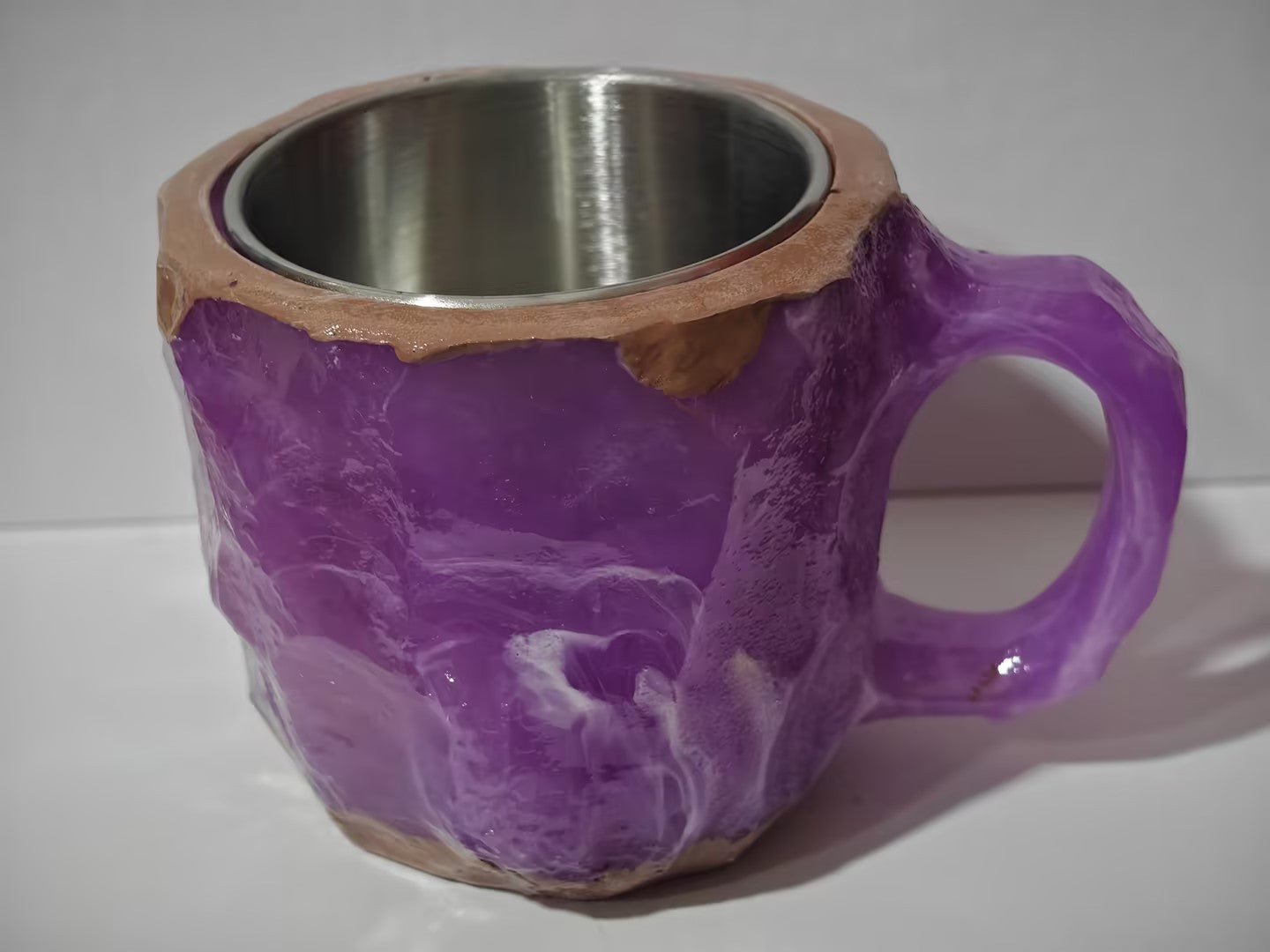 400 ml Kaffeetasse aus Mineralkristallharz mit Griffen, elegante Tasse aus künstlichem Mineralkristall für den Arbeitsplatz, Heimdekoration, Weihnachtsgeschenk, Küchenhelfer