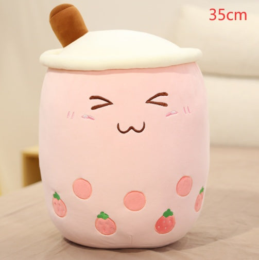 Süßes Fruchtgetränk Plüsch gefüllt weich Erdbeermilch Tee Plüsch Boba Teetasse Spielzeug Bubble Tea Kissen Kissen Kinder Geschenk