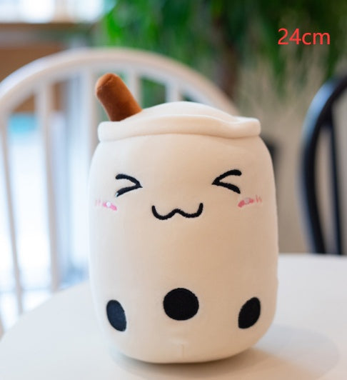 Süßes Fruchtgetränk Plüsch gefüllt weich Erdbeermilch Tee Plüsch Boba Teetasse Spielzeug Bubble Tea Kissen Kissen Kinder Geschenk