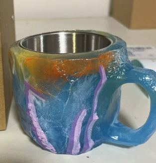 400 ml Kaffeetasse aus Mineralkristallharz mit Griffen, elegante Tasse aus künstlichem Mineralkristall für den Arbeitsplatz, Heimdekoration, Weihnachtsgeschenk, Küchenhelfer