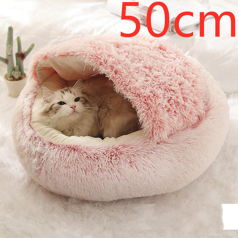 2 in 1 Honden- en kattenbed Huisdier Winterbed Rond Pluche Warm Bed Huis Zacht Lang Pluche Huisdierenbed Huisdierproducten