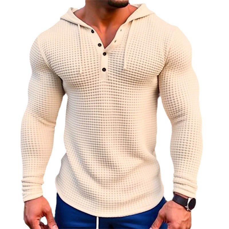 Heren Pullover Casual Lange Mouw T-shirt Waffler Slim Tops Sweat-shirt Effen Kleur Comfortabel Heren Outdoor Streetwear S-3XL