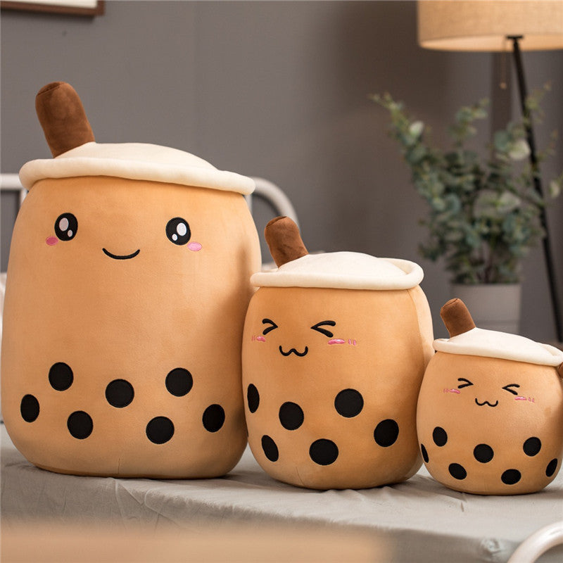 Süßes Fruchtgetränk Plüsch gefüllt weich Erdbeermilch Tee Plüsch Boba Teetasse Spielzeug Bubble Tea Kissen Kissen Kinder Geschenk