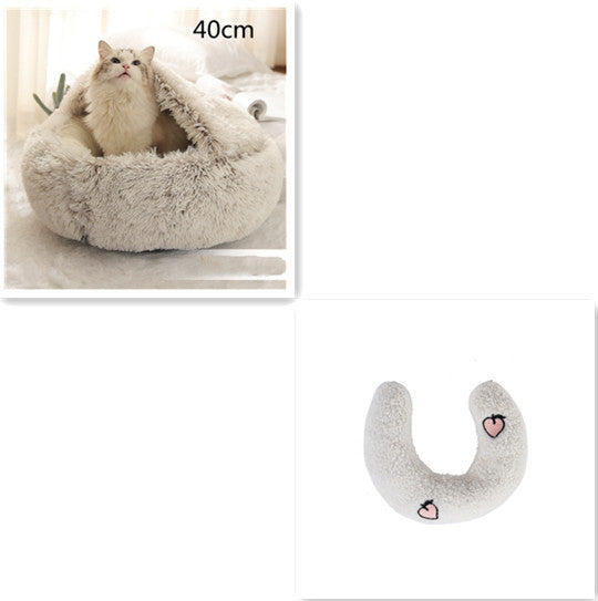 2 in 1 Honden- en kattenbed Huisdier Winterbed Rond Pluche Warm Bed Huis Zacht Lang Pluche Huisdierenbed Huisdierproducten