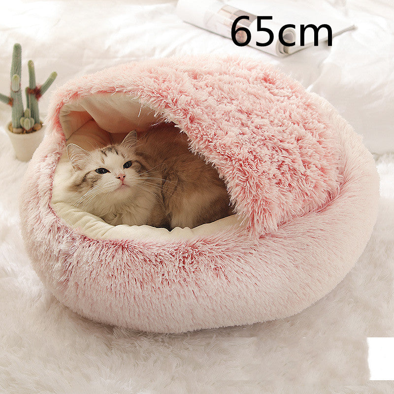 2 in 1 Honden- en kattenbed Huisdier Winterbed Rond Pluche Warm Bed Huis Zacht Lang Pluche Huisdierenbed Huisdierproducten