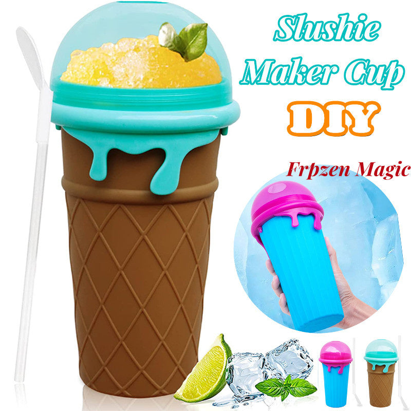 500ml Large Capacity Slushy Cup Summer Squeeze Homemade Juice Water Bottle Quick-Frozen Smoothie Sand Cup Pinch Fast Cooling Magic Ice Cream Slushy