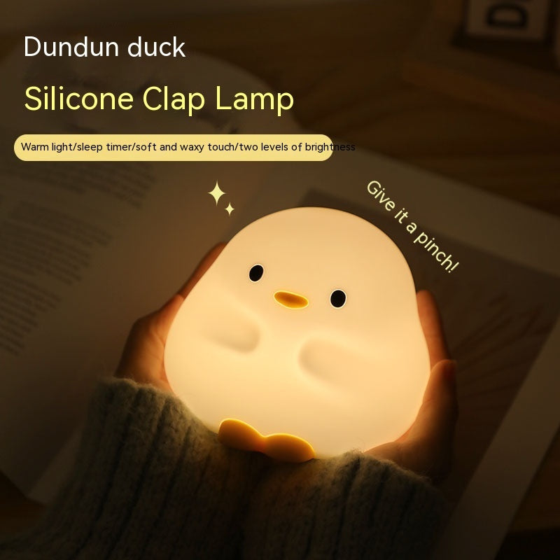 Schattige Eend LED Nachtlamp Cartoon Siliconen USB Oplaadbaar Slaaplicht Aanraaksensor Timing Slaapkamer Bedlamp Voor Kind Cadeau Woondecoratie