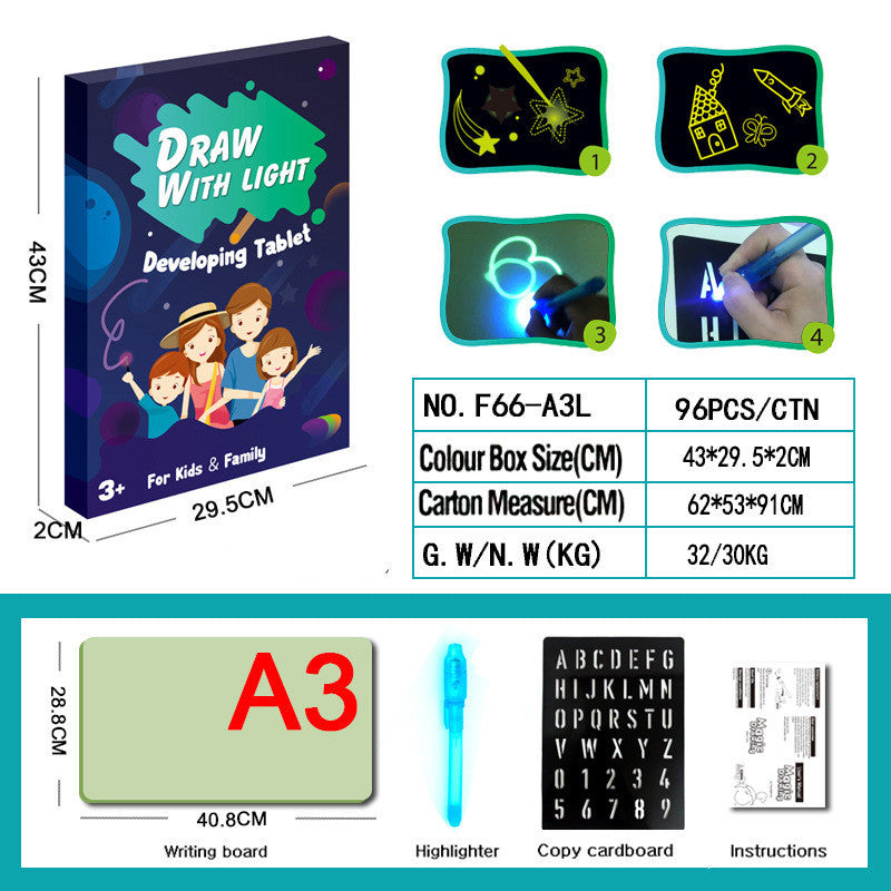 Educatief speelgoed tekenblok 3D Magic 8 lichteffecten puzzelbord schetsblok