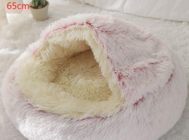 2 in 1 Honden- en kattenbed Huisdier Winterbed Rond Pluche Warm Bed Huis Zacht Lang Pluche Huisdierenbed Huisdierproducten