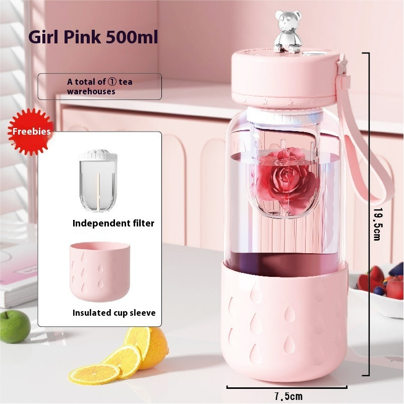 Thee Water Scheiding Magnetische Glazen Waterbeker Afgesloten Zonder Lekkage Glazen Thee Waterbeker Infuser Tumbler Drinkware Waterfles Met Theefilter