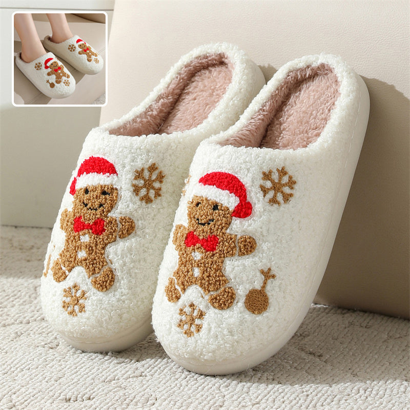 Kerstmis Sneeuwvlok Peperkoek Pantoffels Winter Binnen Antislip Vloer Slaapkamer Fuzzy Huis Schoenen Voor Vrouwen Thuis Pantoffels