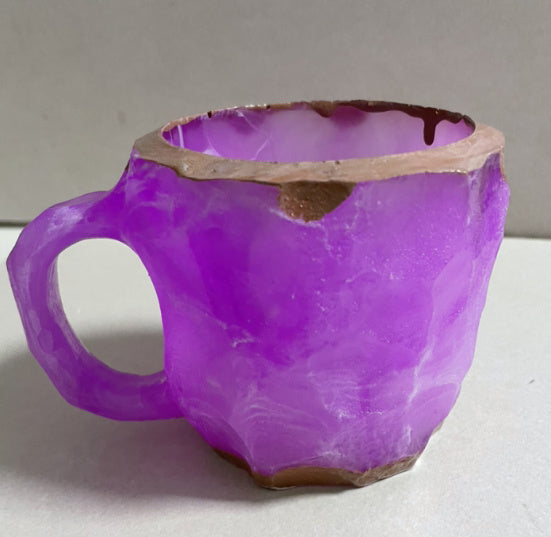 400 ml Kaffeetasse aus Mineralkristallharz mit Griffen, elegante Tasse aus künstlichem Mineralkristall für den Arbeitsplatz, Heimdekoration, Weihnachtsgeschenk, Küchenhelfer