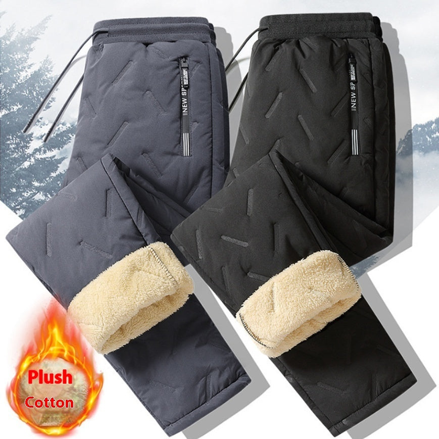 Winter Sweatwear Herren Plüsch Dicke Fleece Jogginghose Lammwolle Thermohose Freizeithose Wasserdicht Winddicht Warm Baumwollhose