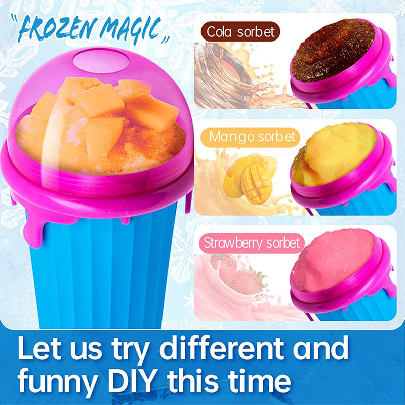 500ml Large Capacity Slushy Cup Summer Squeeze Homemade Juice Water Bottle Quick-Frozen Smoothie Sand Cup Pinch Fast Cooling Magic Ice Cream Slushy