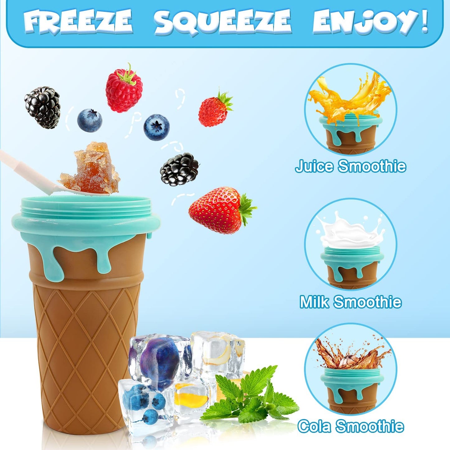 500ml Large Capacity Slushy Cup Summer Squeeze Homemade Juice Water Bottle Quick-Frozen Smoothie Sand Cup Pinch Fast Cooling Magic Ice Cream Slushy