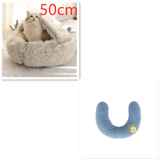 2 in 1 Honden- en kattenbed Huisdier Winterbed Rond Pluche Warm Bed Huis Zacht Lang Pluche Huisdierenbed Huisdierproducten