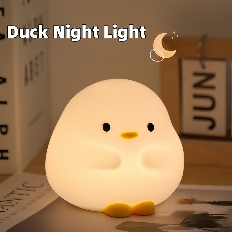 Schattige Eend LED Nachtlamp Cartoon Siliconen USB Oplaadbaar Slaaplicht Aanraaksensor Timing Slaapkamer Bedlamp Voor Kind Cadeau Woondecoratie