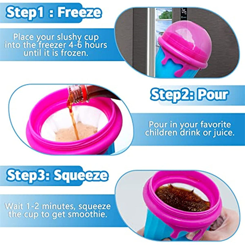 500ml Large Capacity Slushy Cup Summer Squeeze Homemade Juice Water Bottle Quick-Frozen Smoothie Sand Cup Pinch Fast Cooling Magic Ice Cream Slushy