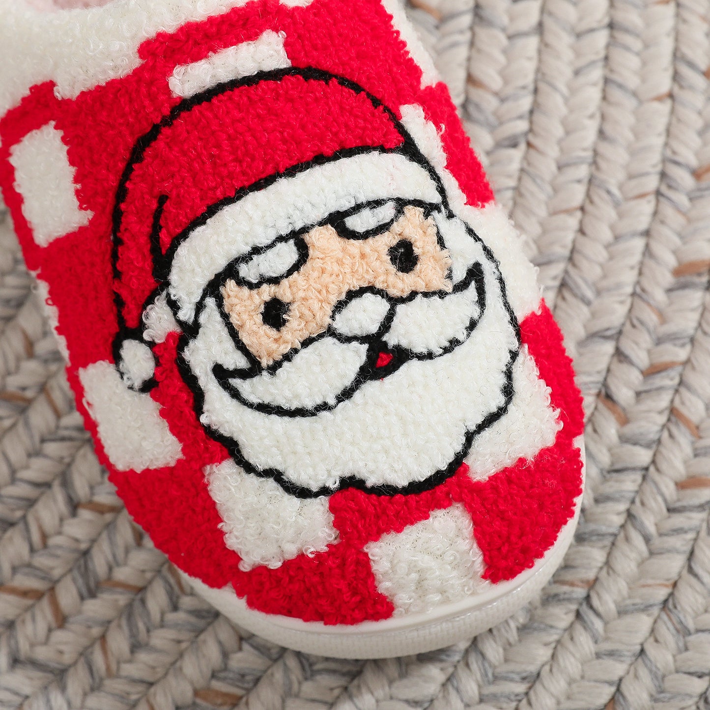 Neu Weihnachten Plaid Santa Claus Hausschuhe Winter Innen Nicht-slip Boden Schlafzimmer Fuzzy Haus Schuhe Für Frauen