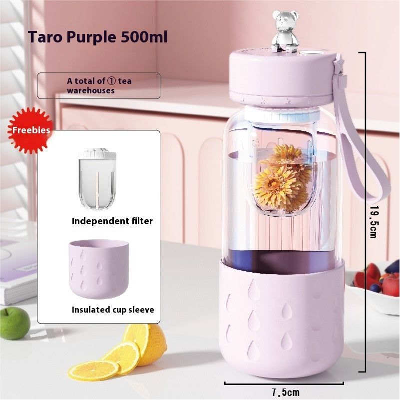 Thee Water Scheiding Magnetische Glazen Waterbeker Afgesloten Zonder Lekkage Glazen Thee Waterbeker Infuser Tumbler Drinkware Waterfles Met Theefilter