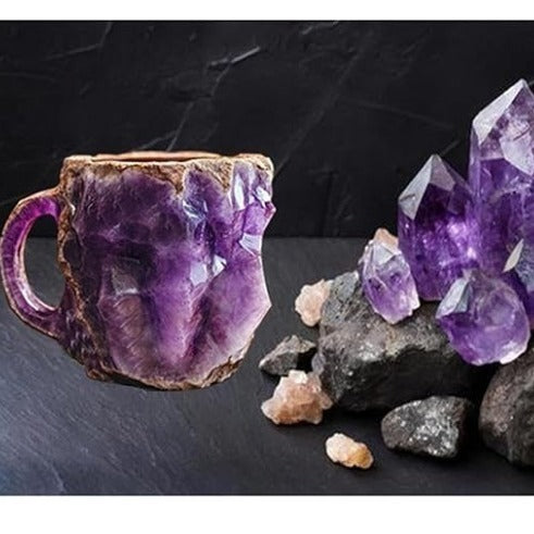 400 ml Kaffeetasse aus Mineralkristallharz mit Griffen, elegante Tasse aus künstlichem Mineralkristall für den Arbeitsplatz, Heimdekoration, Weihnachtsgeschenk, Küchenhelfer