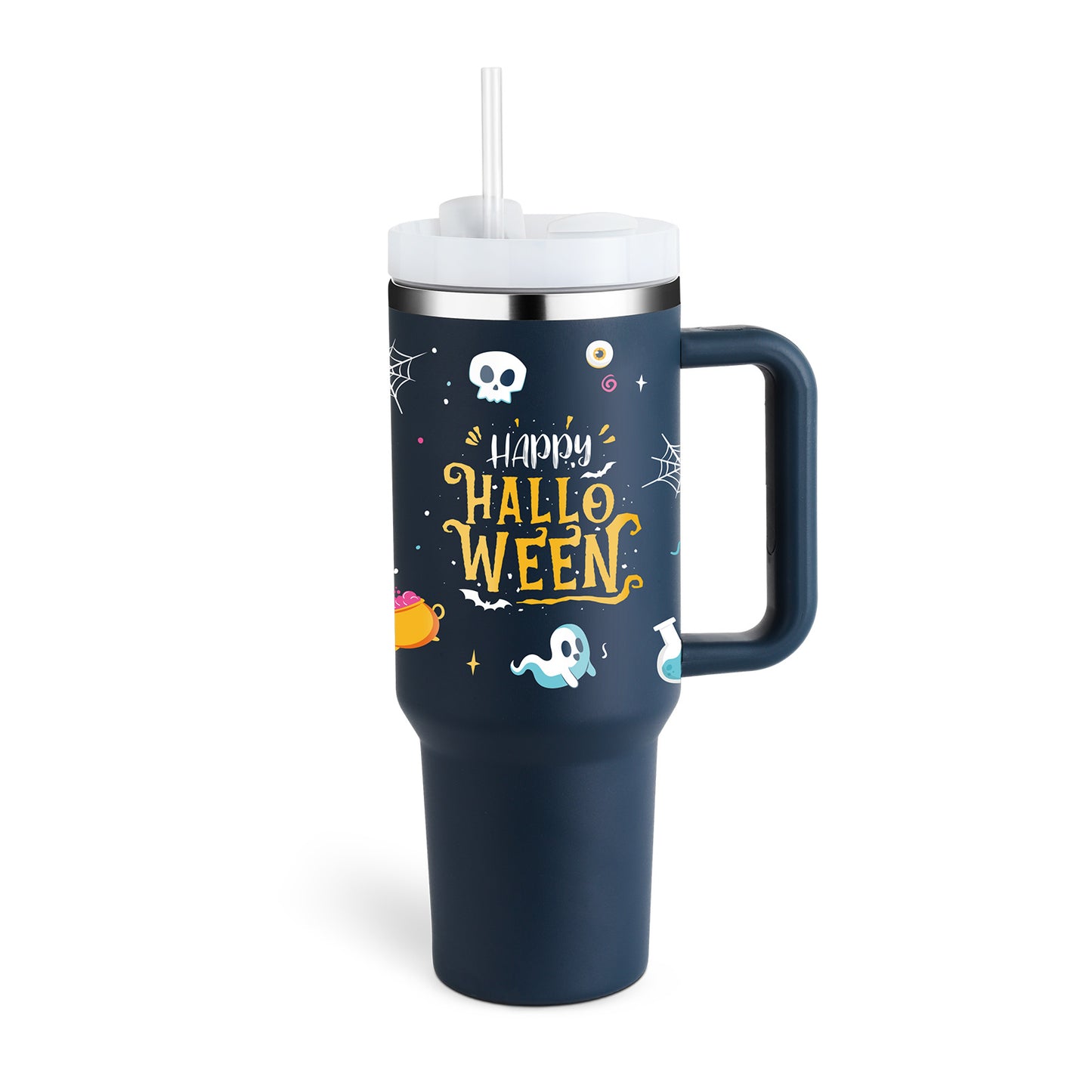 40 Oz Tumbler met handvat, rietje, geïsoleerd, roestvrij staal, morsbestendig, vacuüm koffiebeker Tumbler met deksel, taps toelopende mok, cadeaus voor Valentijnsliefhebbers, geschikt voor in de auto, sportschool, kantoor, reizen